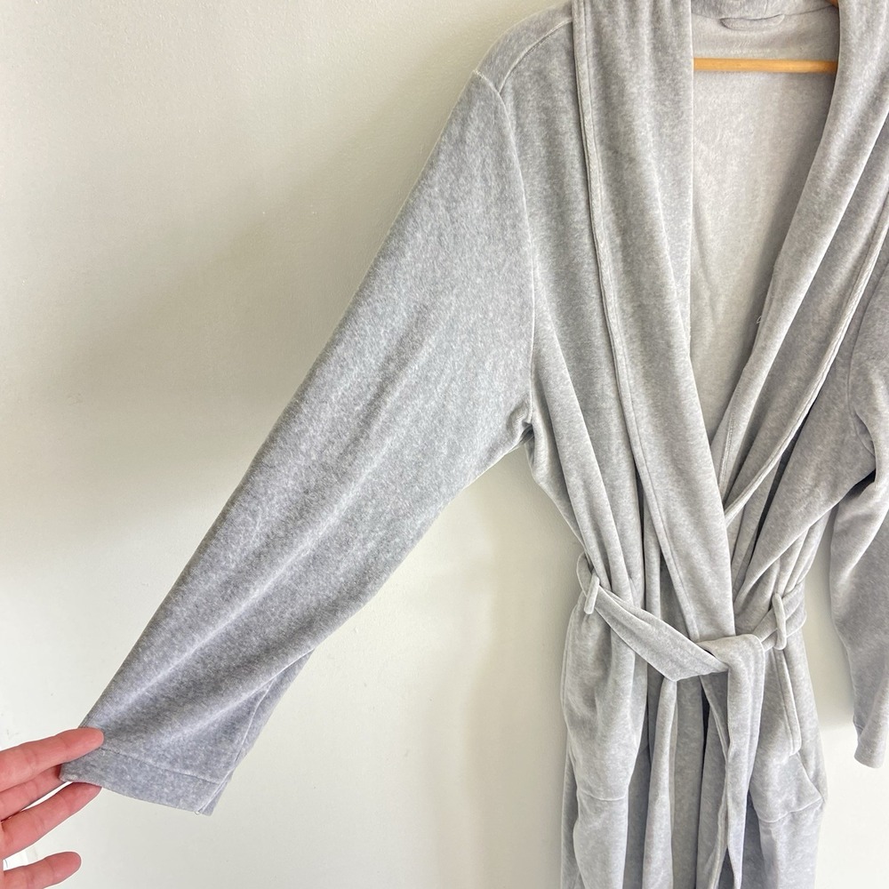 J Jill Sleep Ultrasoft Shawl-Collar Robe w/ Belt Size M Gray Cotton Modal Soft - Picture 5 of 8